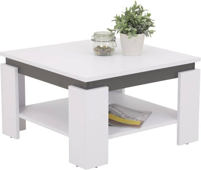 Couchtisch Tim III Hela in Weiß und Anthrazit mit modernem Design B/H/T: 68 x 41 x 68 cm - Bild 1