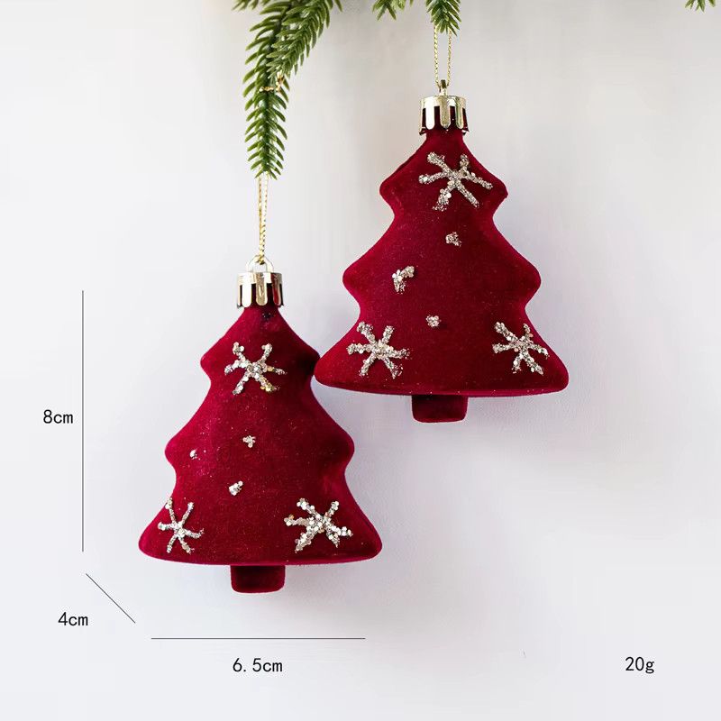 ZQNYCY 2er Set Weihnachtsbaum Anhänger aus rotem Samt mit Zuckerstange, Glocke und Eiszapfen für deine Weihnachts- und Neujahrsdekoration - Bild 2