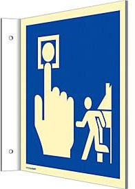 moedel Fahnenschild Hausalarm Brandmelder Evakuierung aus Aluminium in Blau-Weiß, B: 14,8 cm, H: 14,8 cm - Bild 1