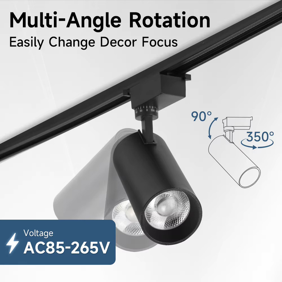 CANMEIJIA LED Schienenstrahler Set in Schwarz, modernes Schienenlicht aus Aluminium für Deckenbeleuchtung und Bekleidungsgeschäfte, warmweiß - Bild 3