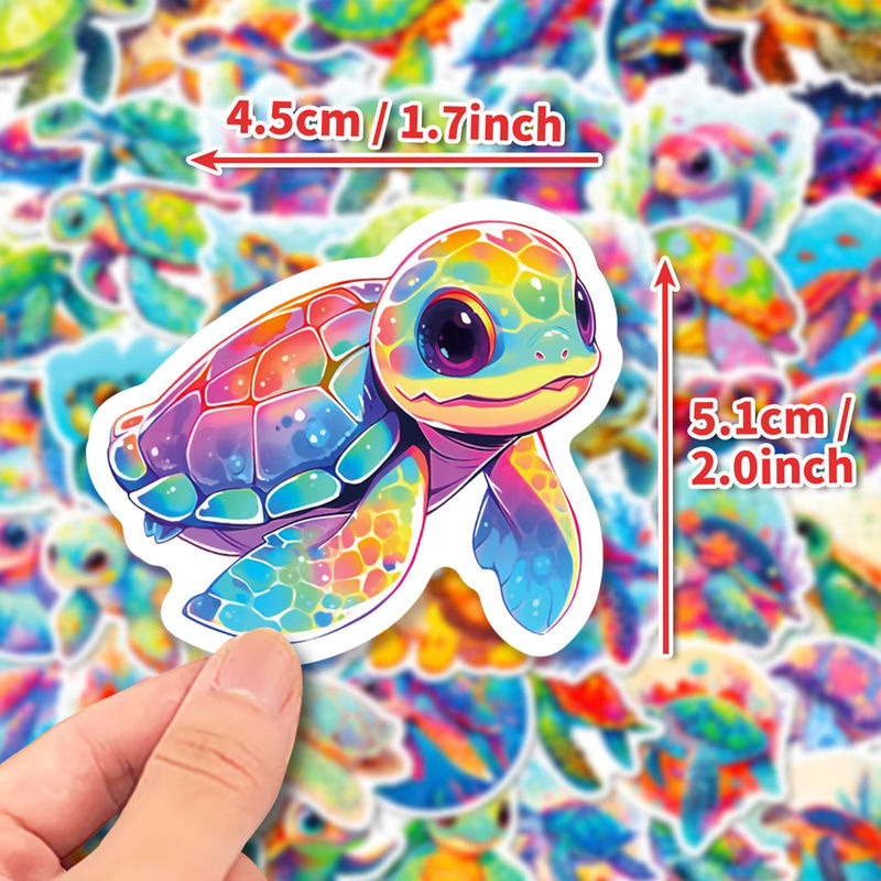 50 Stück bunte Schildkröten-Aufkleber Set aus Papier im maritimen Design von RecordingYourLife Store - Bild 5