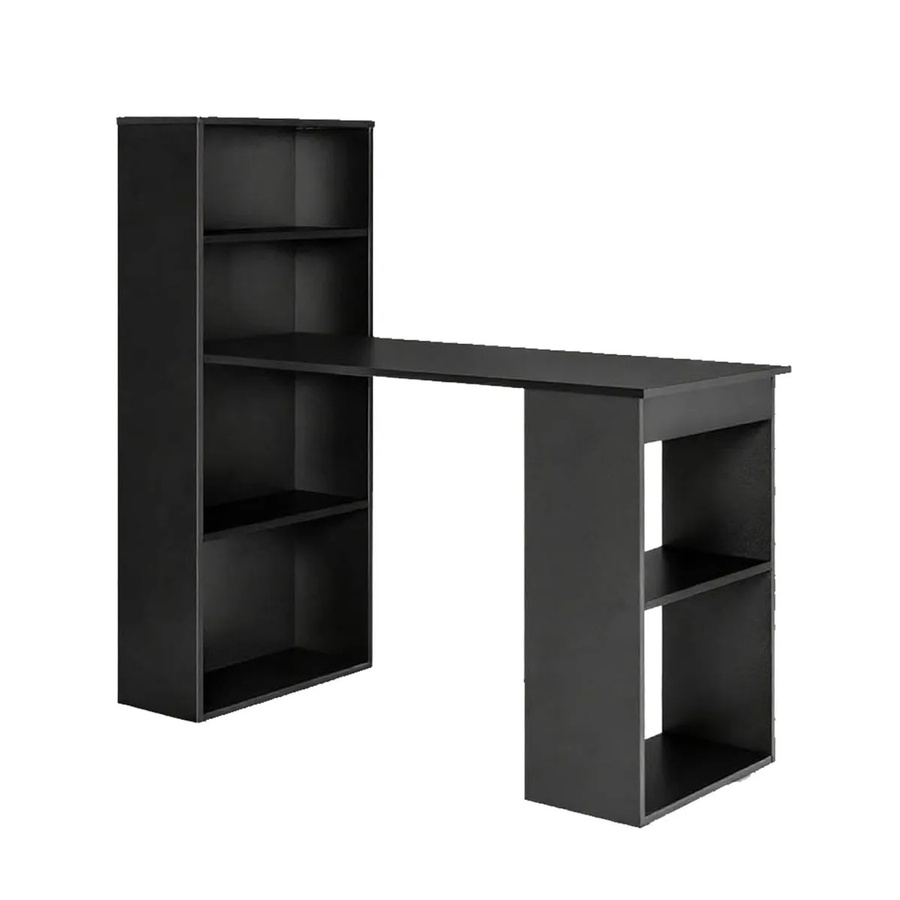 Costway Schreibtisch mit Bücherregal in Schwarz, modern und matt, B/T/H: 122 x 56 x 122 cm - Bild 2