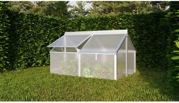 Vitavia Frühbeet Gaia Jumbo aus Aluminium und Polycarbonat in Silber, B/T/H: 83 x 119 x 72 cm
