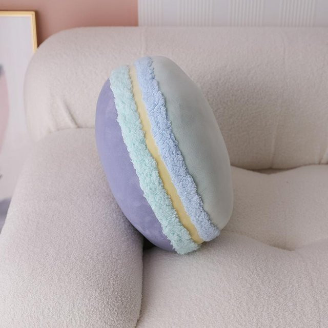 Rundes Macaron Kissen in Plüsch-Optik als kreative Dekoration für dein Zuhause, Durchmesser: 32 cm - Bild 1