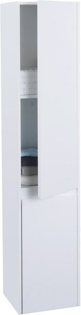 MCW Badschrank Highboard Hängeschrank MCW-L86 in Weiß mit 2 Türen und 3 Fächern, Höhe: 160 cm, Tiefe: 33 cm - Bild 1