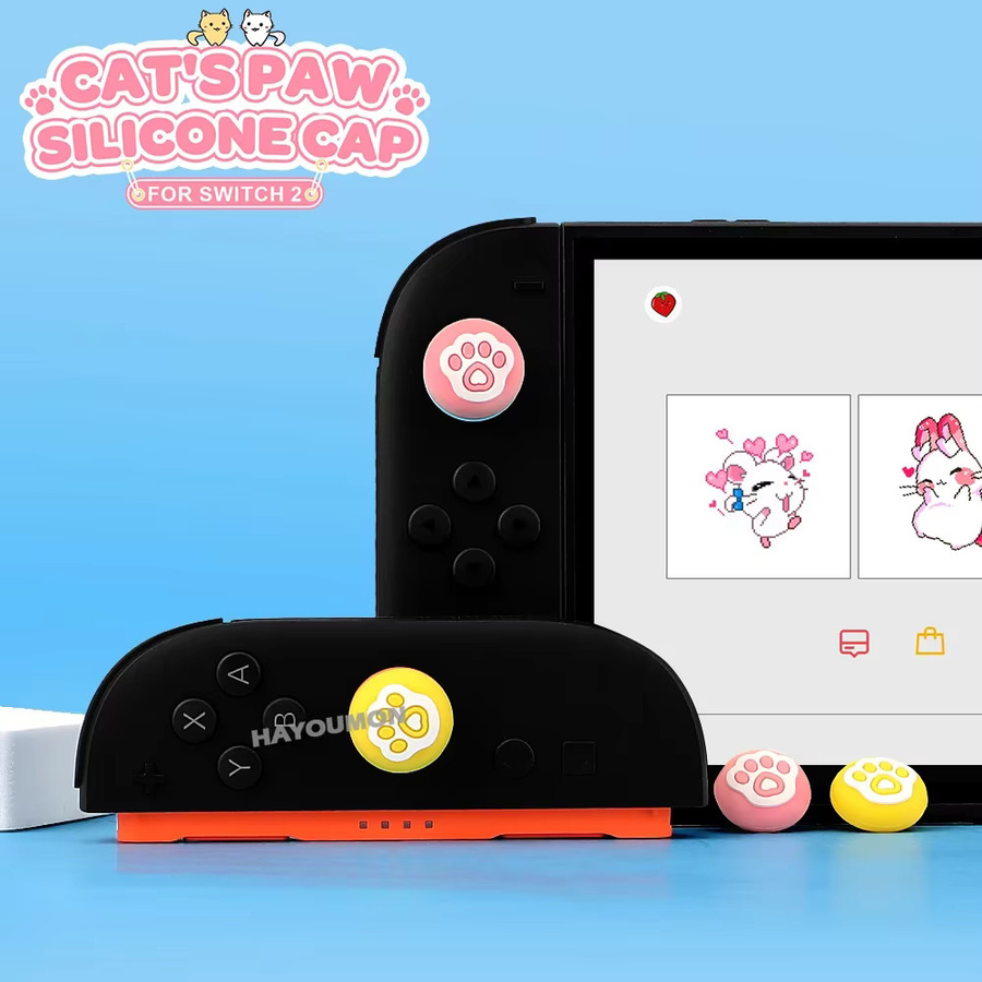 HeroAngel 4er-Set Silikon Daumen Griffe im Katzenpfoten-Design für Nintendo Switch Joy-Con Schalter 2, Anti-Slip Schutzhüllen, Multicolor - Bild 2