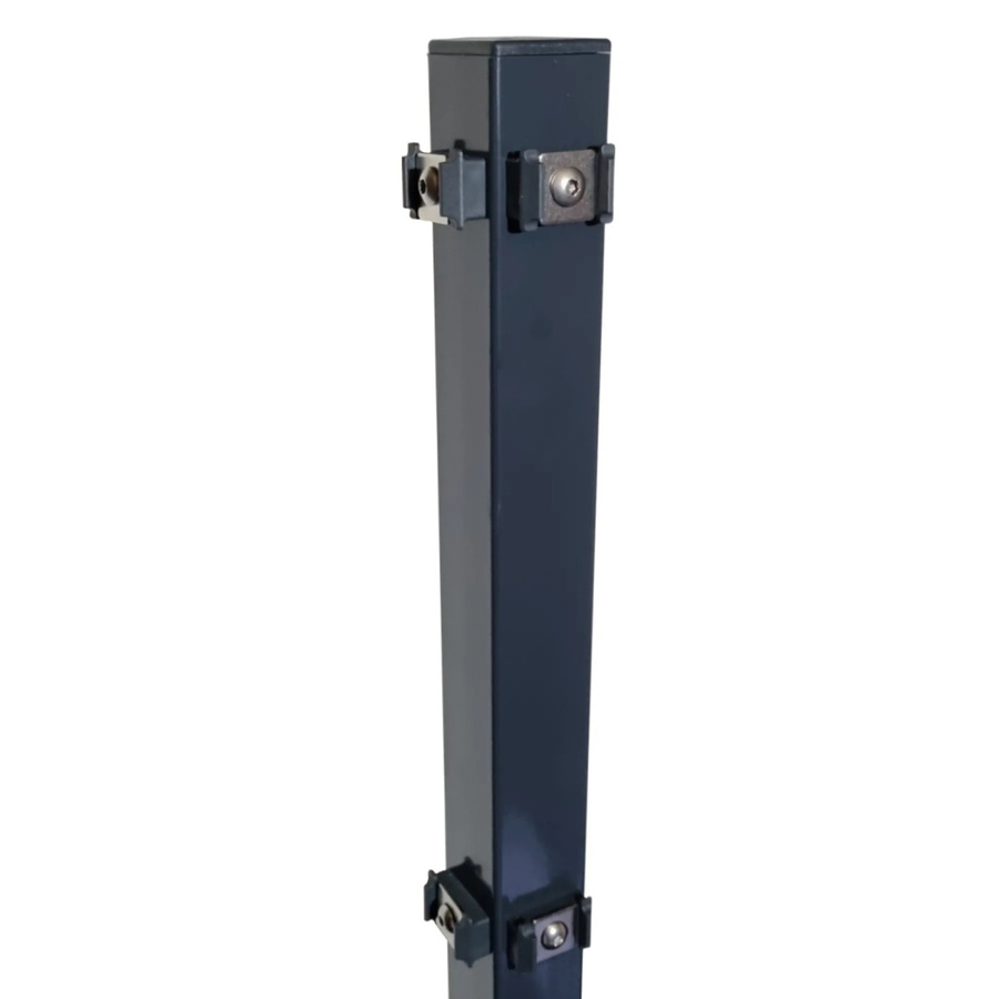 FA-Bausysteme Eckzaunpfosten für Doppelstabmattenzaun mit Klemmplättchen aus verzinktem Stahl, Anthrazit, Höhe: 63 cm - Bild 2