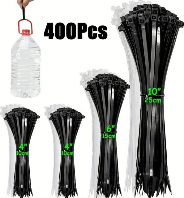 400-teiliges Kabelbinder-Set aus Nylon in Schwarz und Weiß für dein Heimbüro - Bild 1