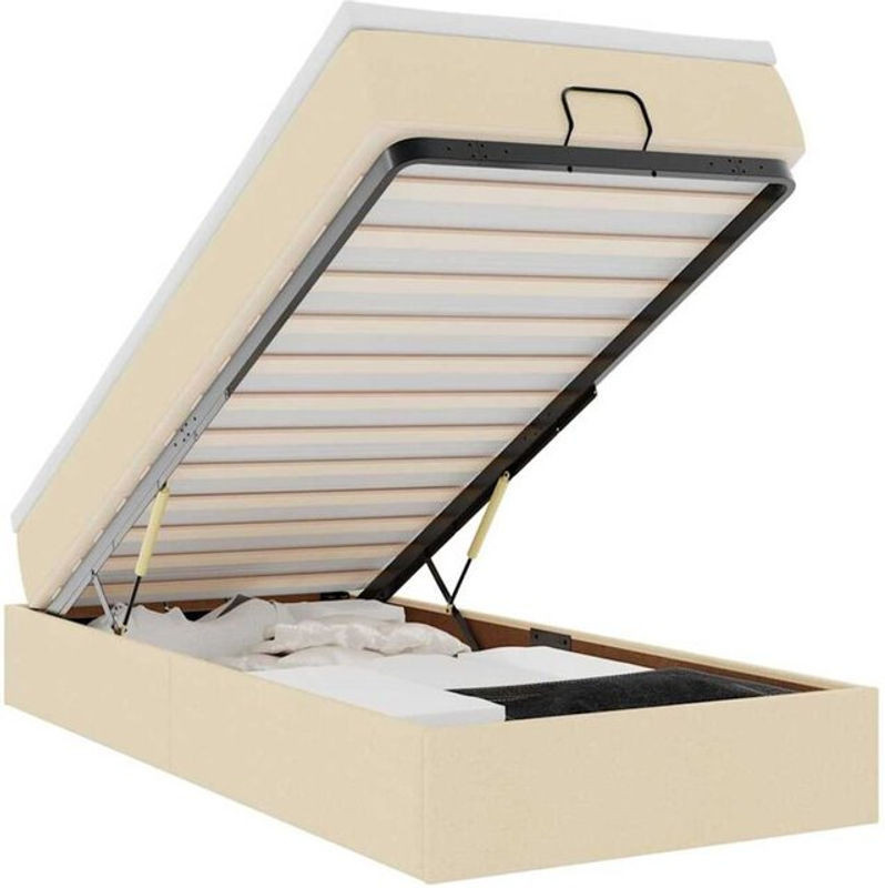 vidaxl Polsterbett Ottoman mit Matratze aus Stoff in Creme, B/T: 90 x 190 cm - Bild 1