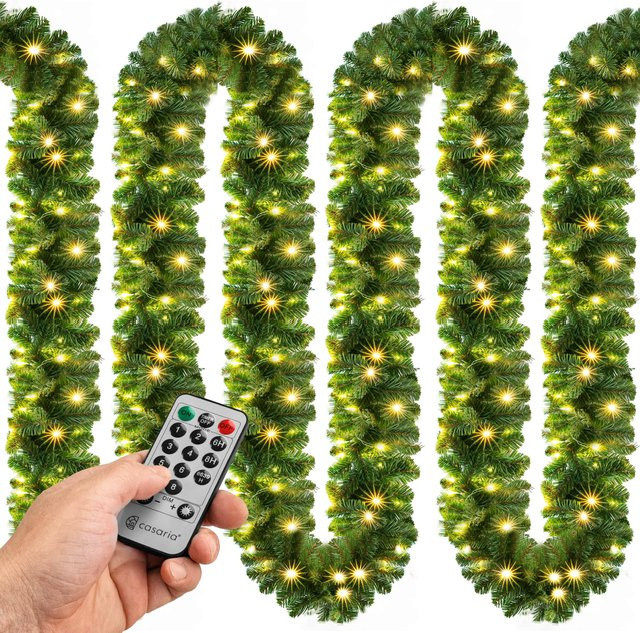 Casaria LED Weihnachtsgirlande in Grün mit Fernbedienung, Timer und Dimmfunktion, Warmweiß, 5 m - Bild 1
