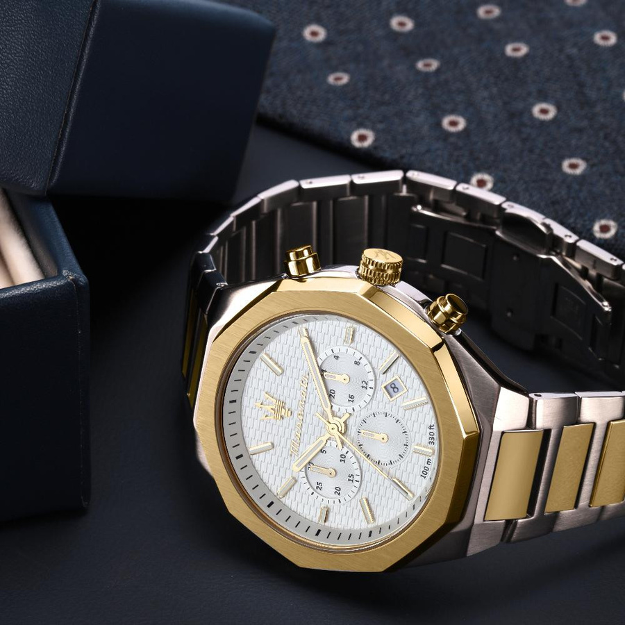 Maserati Chronograph, Quarz, Edelstahl, Weiß, 45 mm, Herren - Bild 2