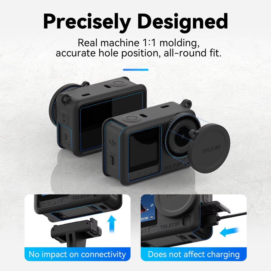 TELESIN Silikon-Schutzhülle für DJI OSMO Action 6 mit Objektivdeckel und Sicherheitshandseil - Bild 5