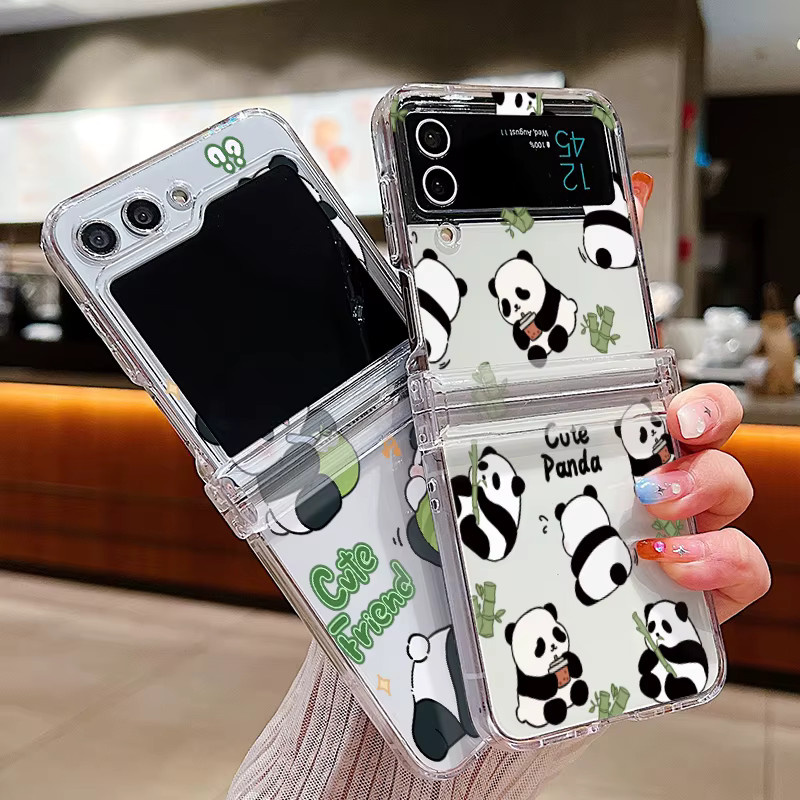 Transparente faltbare Handyhülle mit Panda-Muster für Samsung Galaxy Z Flip (kompatibel mit Z Flip 8, 7 FE, 6, 5, 4, 3) - Bild 2
