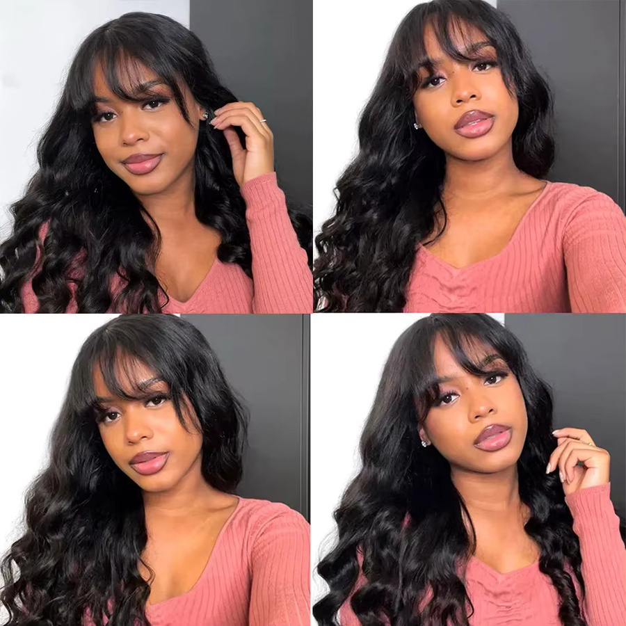 Dula A Hair Body Wave Perücke mit Pony, Brasilianisches Echthaar - Bild 5