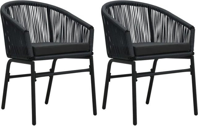 Furnicato Gartenstühle Set aus 2 Stück in Schwarz aus geflochtenem PE-Rattan mit UV-beständigen Polsterkissen - Bild 1