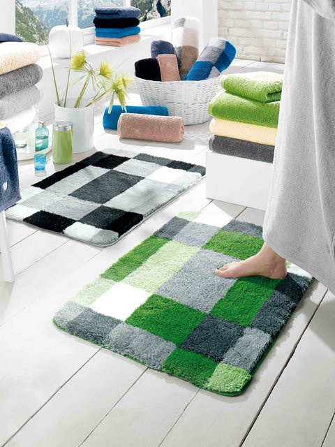 Badteppich EDGE in Grau und Silber, rechteckig, Grafik-Design aus Polyacryl, B/T: 80 x 150 cm - Bild 1