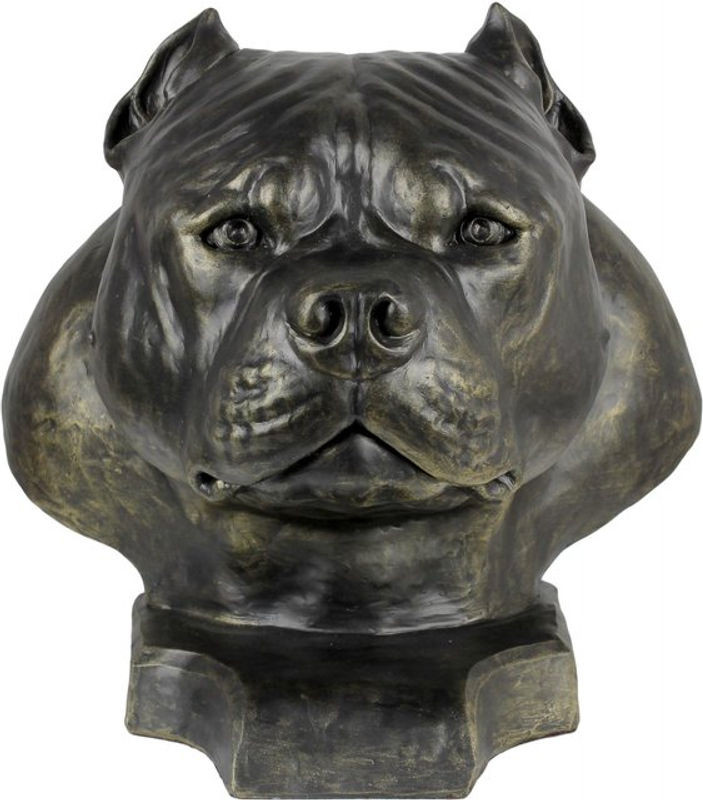 Art-Dog American Bully II Hundebüste aus Kunstharz in Braun als Dekoration für Garten und Wohnzimmer - Bild 1