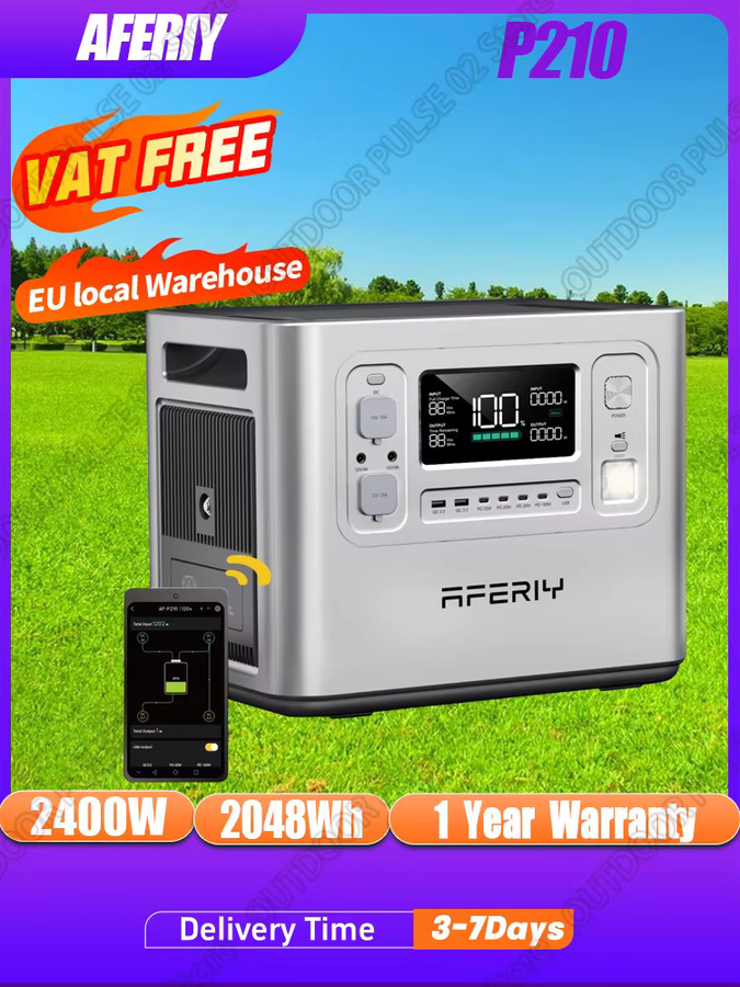 AFERIY AF-P210 Tragbare Powerstation 2400W Solargenerator mit 2048Wh LiFePO4-Akku in Grau für Zuhause und Outdoor-Camping - Bild 7