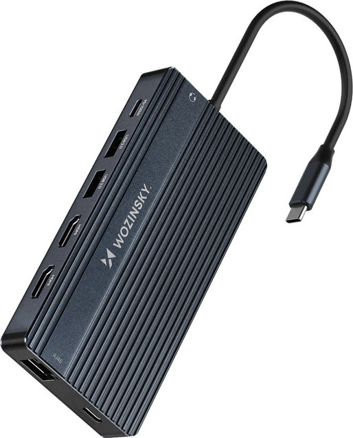 Wozinsky USB-C Hub WDS03Y5S in Grau mit HDMI 4K UHD, USB-A, USB-C, RJ45, SD/microSD und 3,5mm Klinke - Bild 1