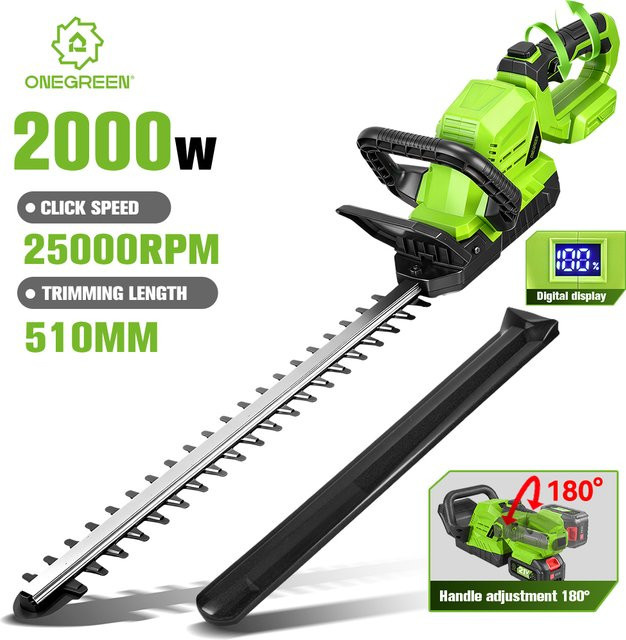 ONEGREEN Elektrische Heckenschere mit 180 Grad Rotation für Makita 18V Akku, Grün - Bild 1