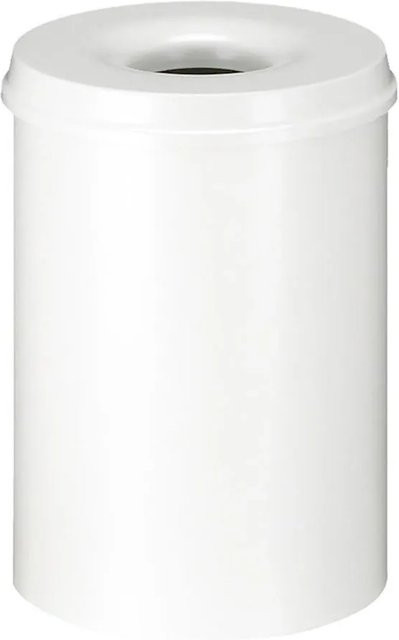 PROREGAL Selbstlöschender Papierkorb und Abfallsammler aus Metall in Weiß, Volumen: 30 Liter, H x Ø: 47 x 33,5 cm - Bild 1