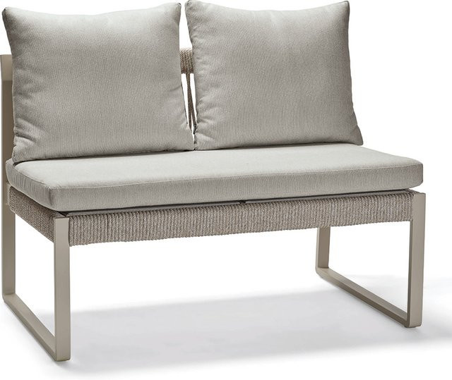 Stern Bank Tammo 2-Sitzer aus Aluminium in Greige mit Kordel und Kissenset aus 100% Polyacryl in Macchiato - Bild 1