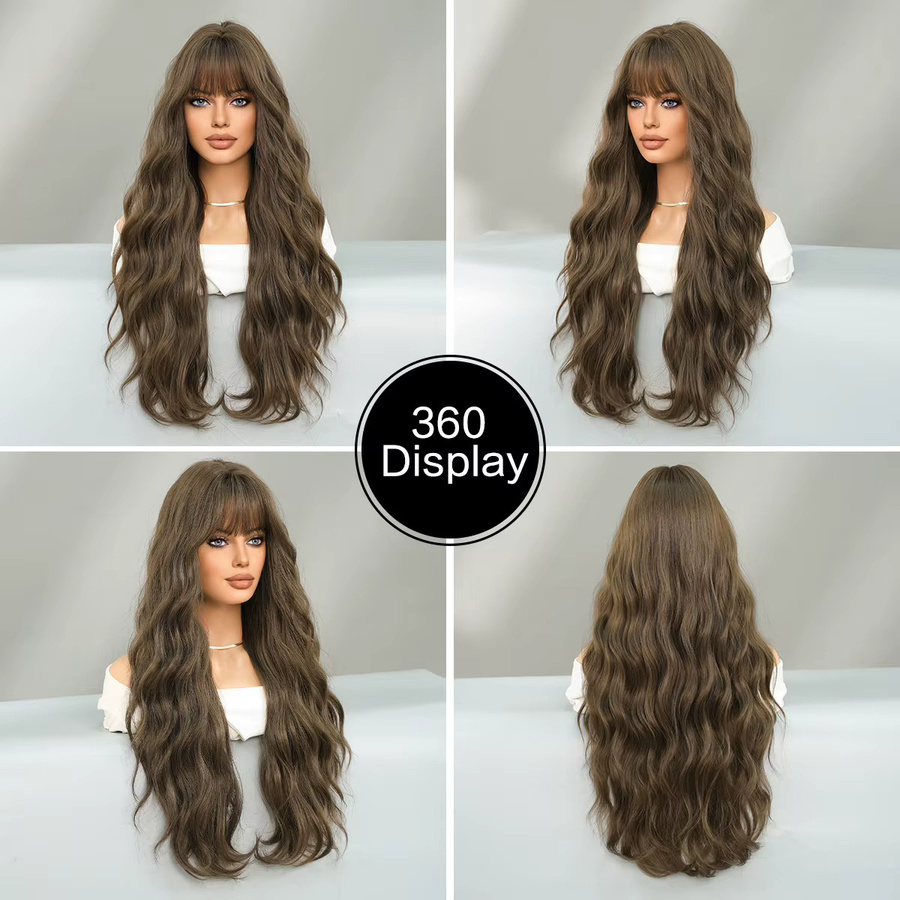 7JHH WIGS Perücke, Lange Wasserwellen, Kühles Braun, Damen - Bild 3