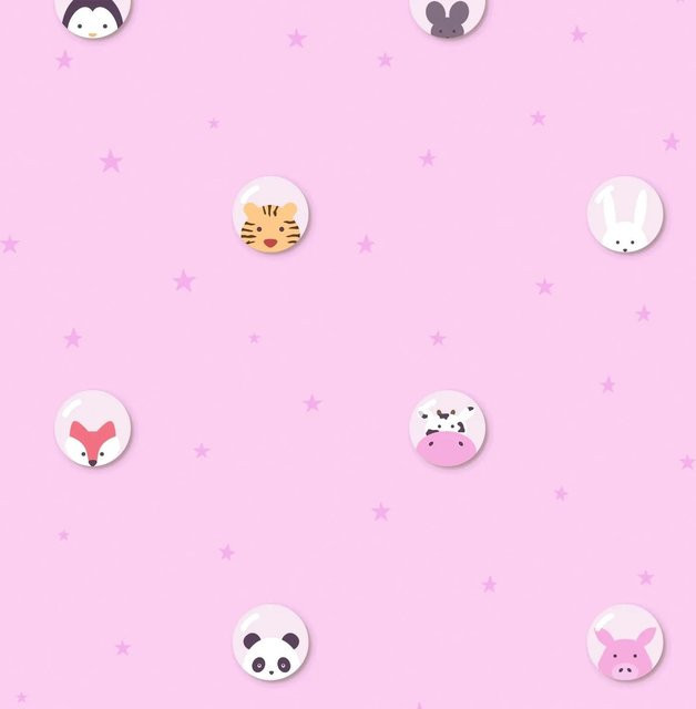 Profhome Kinder Tapete mit Tiermotiv in Rosa, Weiß und Gelb, Vlies, Breite: 0,53 m, Länge: 10,05 m - Bild 1