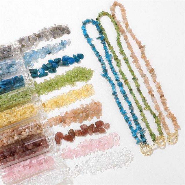 Halskette vinswet, Blau Apatit, Peridot, Kristall Quarz, Naturstein, Damen - Bild 1