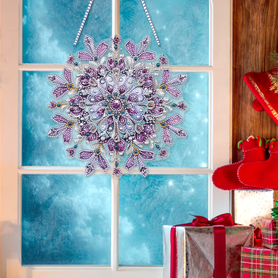 APWIKOGER Diamantmalerei Set Schneeflocke als 2D Fensteranhänger in Multicolor zum Selbermachen - Bild 1