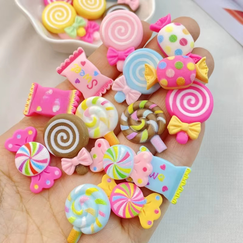 20 Stück TSXJY Harz-Süßigkeiten Lollipop-Serie in Multicolour für DIY-Schmuck und Scrapbooking - Bild 1