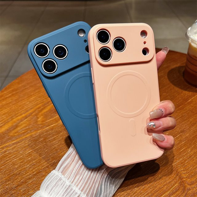 Magnetische Silikon Schutzhülle für Apple iPhone 11 bis 17 Pro Max mit MagSafe Wireless Charging Unterstützung in Pink - Bild 1