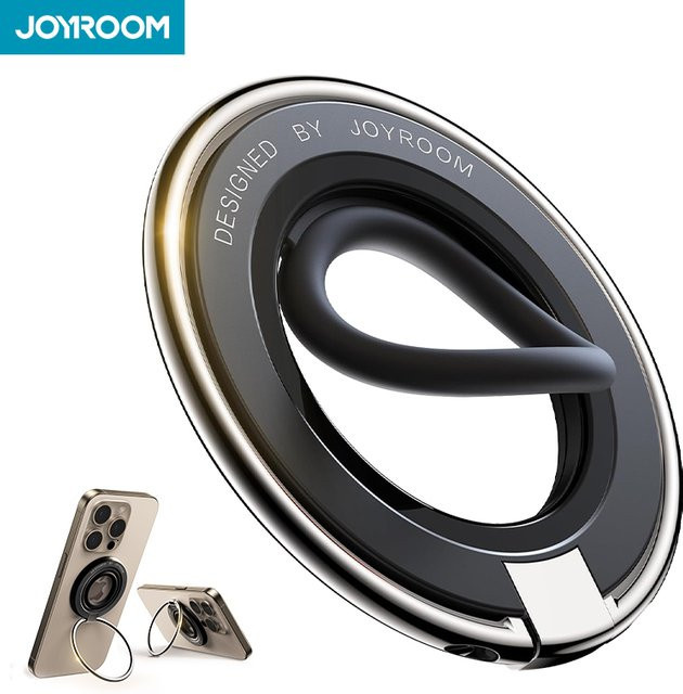 Joyroom Magnetischer Ring-Telefonhalter aus Silikon mit drehbarem Ringständer für iPhone 12 bis 16 Serie in Schwarz oder Weiß - Bild 1