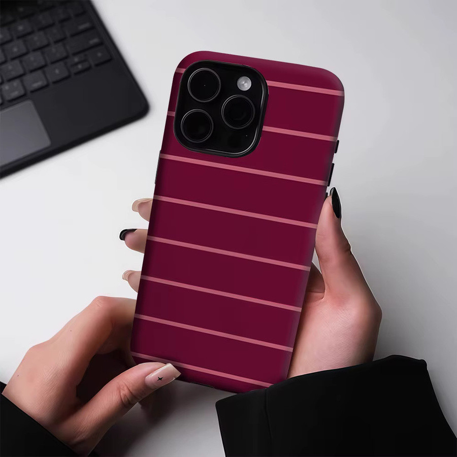 Potdemiel Handyhülle mit rot gestreiften Streifen für iPhone 17 16 15 14 13 Pro Max Plus, magnetische robuste Doppel-Schicht-Hülle - Bild 4
