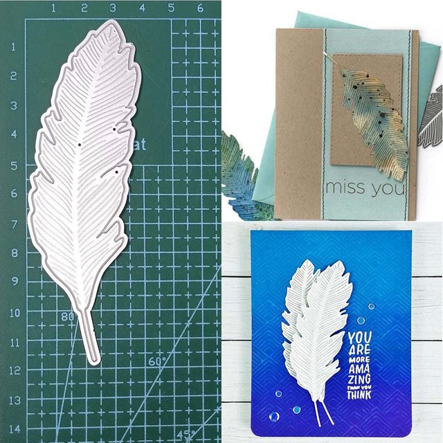 Silberne Feder Metall Stanzform für DIY Scrapbook und Papier Bastelarbeiten - Bild 1