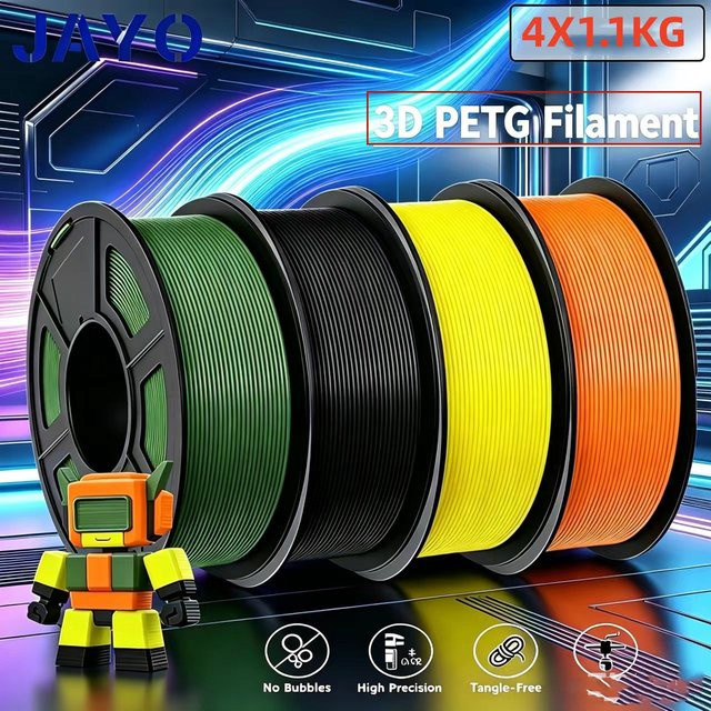 JAYO PETG Filament 1,75 mm transparent, 4 Rollen für FDM 3D-Drucker und 3D-Stifte - Bild 1