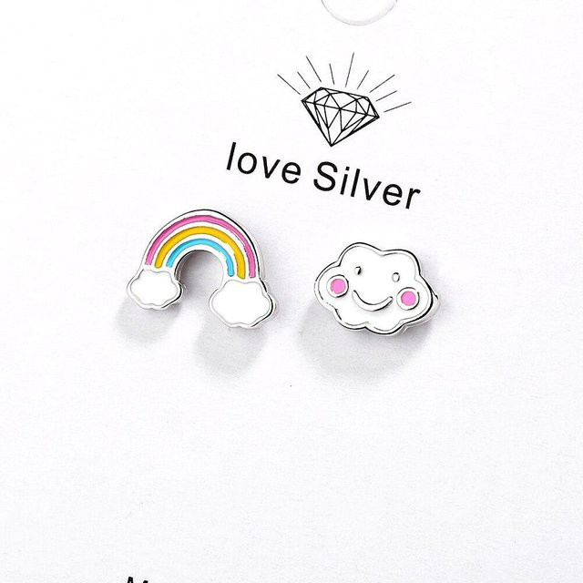Ohrstecker 925 Sterling Silber, Regenbogenwolke, Damen - Bild 1