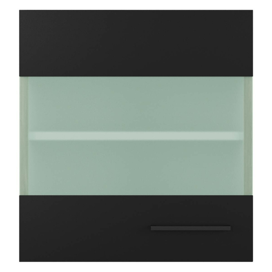 Flex-Well Küchen-Glas-Oberschrank Capri in Schwarz Matt mit Eichen-Optik, B/H/T: 50 x 54,8 x 32 cm - Bild 4
