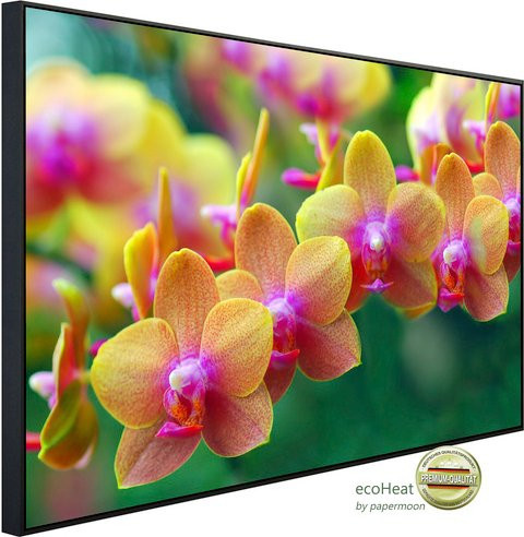 papermoon EcoHeat Infrarotheizung Goldene Orchideen in Bunt mit Matt-Effekt, App-Steuerung und Überhitzungsschutz - Bild 1