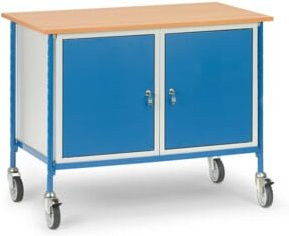 Fetra Rolltisch 5868 mit 2 verschließbaren Stahlschränken in Blau und Grau, B/T/H: 60 x 60 x 50 cm - Bild 1