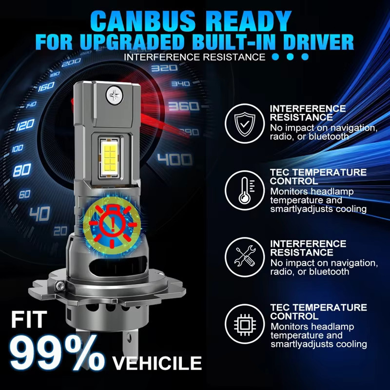 XMSJ H7 LED-Scheinwerfer mit 30000LM und 7035 CSP-Chips, 6000 K, CANBUS Plug-and-Play Mini-Autolampe in Silber - Bild 5