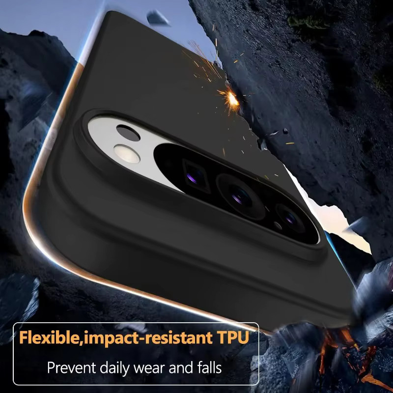 Schlanke und matte TPU-Handyhülle mit Linsenschutz für Google Pixel 10 Pro, 10 Pro XL, 9 und 8 in Schwarz - Bild 3