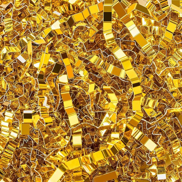 Buntes Crinkle Paper aus Raffia als Geschenkfüllmaterial für Candy Boxes und Hochzeitsverpackungen, Gold und Mehrfarbig, 200g-500g - Bild 1