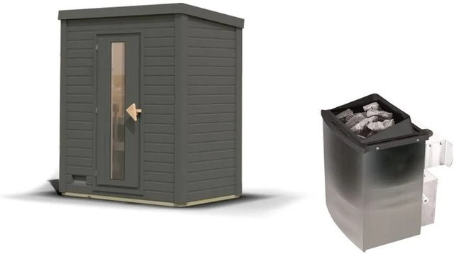 Chillroi Saunahaus Melo 0 in Terragrau mit 9kW Ofen und integrierter Steuerung - Bild 1