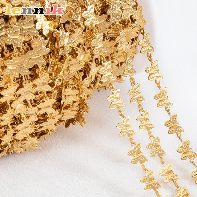 LENNIK Schmetterlingskette, Edelstahl, Gold, 100 cm, Unisex - Bild 1