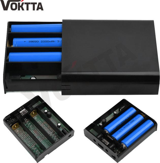 Voktta DIY DC UPS Kit für 3x 18650 Lithium-Batterien, unterbrechungsfreie Stromversorgung für Router und Modem, Schwarz - Bild 1