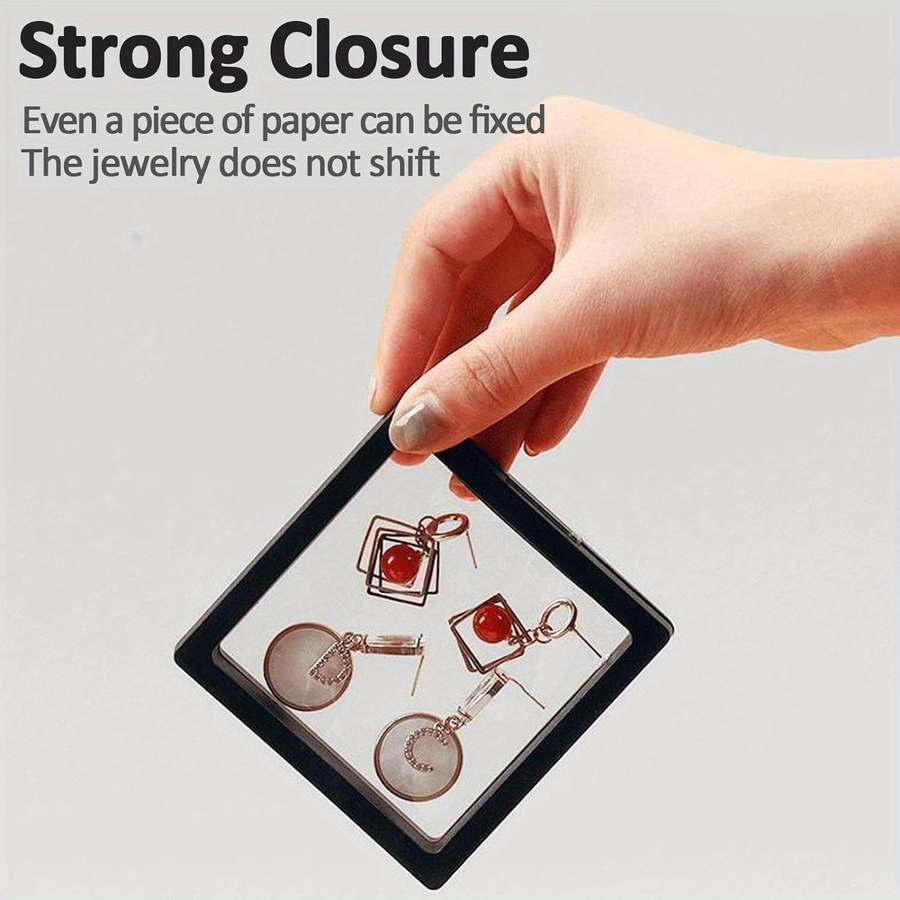 10er Set SZGTQ-001 3D-Schutzhüllen mit schwebendem Rahmen für Schmuck und Medaillen, Schwarz und Transparent, B/T/H: 9 x 9 x 2 cm - Bild 5