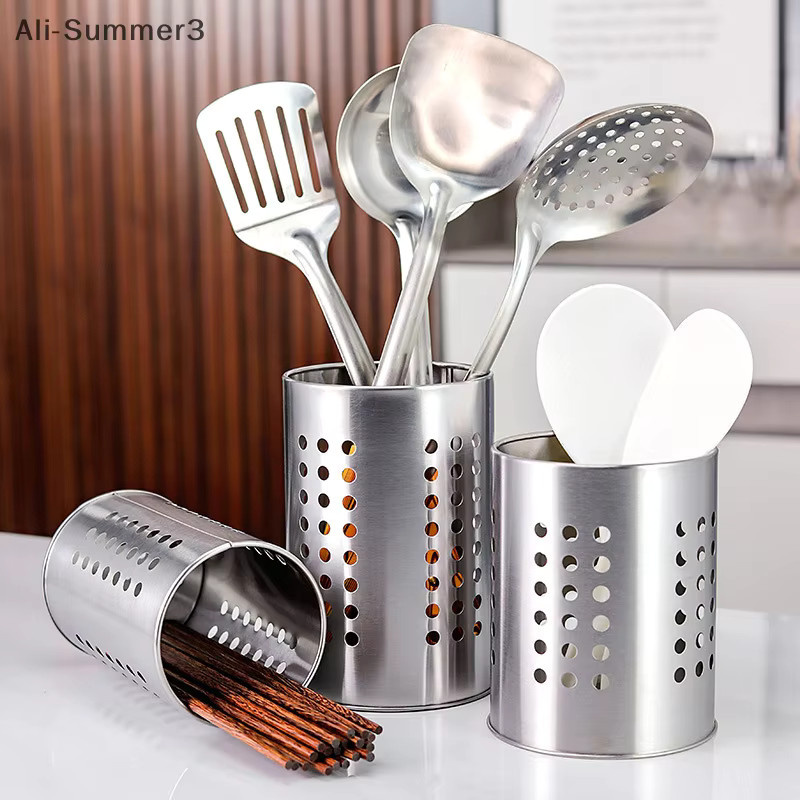 Edelstahl-Essstäbchenhalter in Silber mit hoher Kapazität und Abflussfunktion, Durchmesser: 18,0 cm, Höhe: 12,0 cm - Bild 2