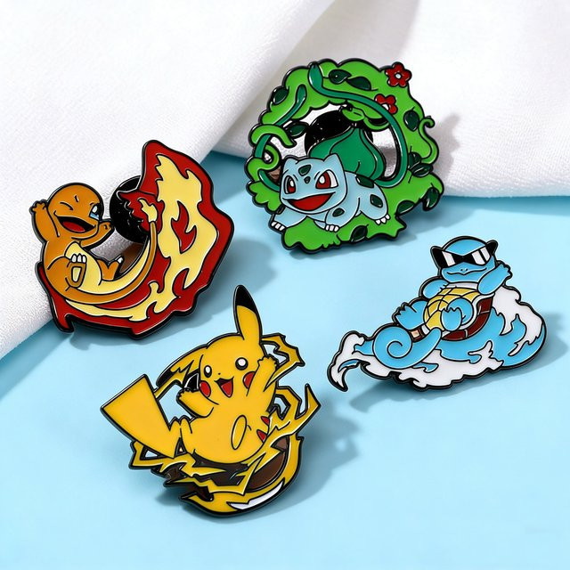Bandai Pokémon Anime Monster Emaille-Pins, 4-teiliges Set - Bild 1