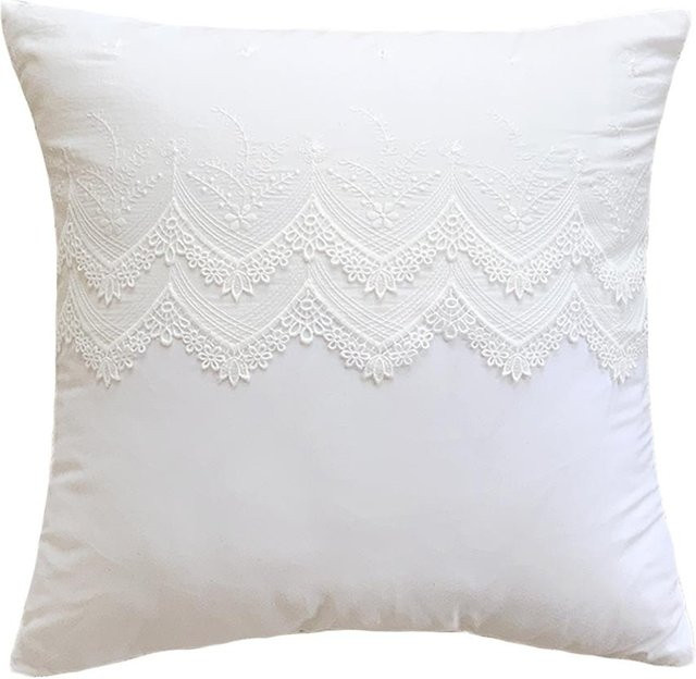 JMG Clothing Kissenbezug in Weiß mit französischer Spitze und Stickerei, B/B: 45 x 45 cm - Bild 1